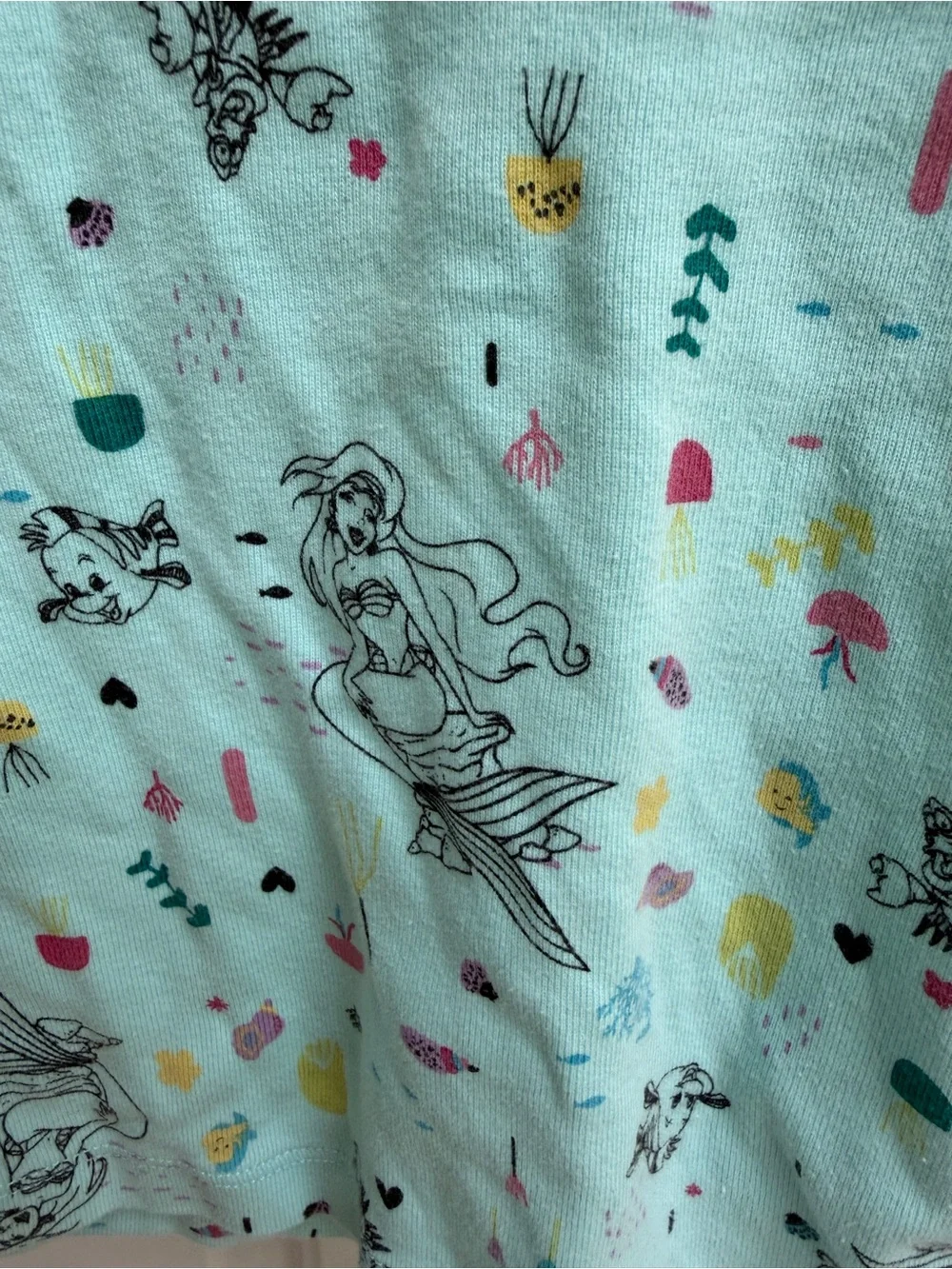 Disney Girls 5 The Little Mermaid Aqua Long-Sleeve Tee Pajama Top Ariel Shirt